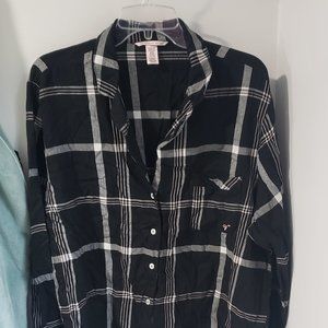 Victoria's Secret XL flannel pajama top only pink and white flannel